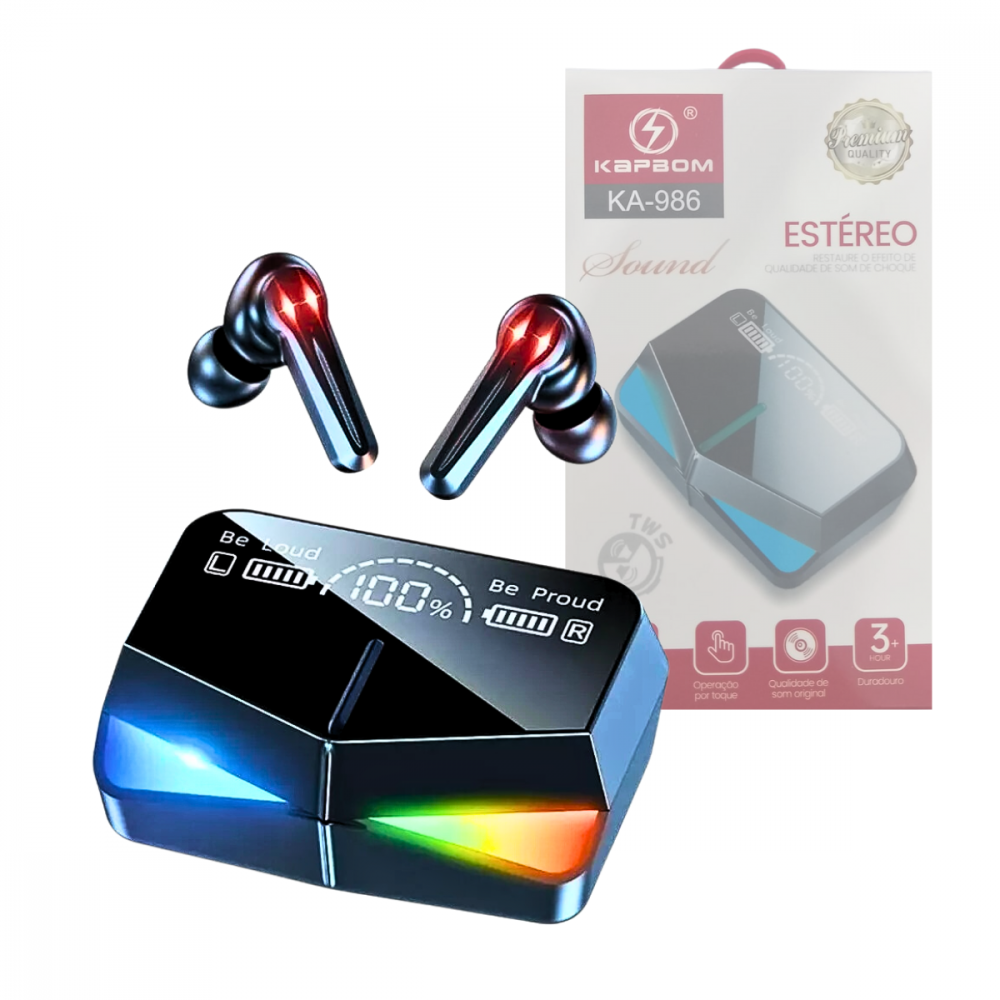 Fones de Ouvido Auricular Bluetooth Wireless Touch Luz RGB Kapbom KA-986