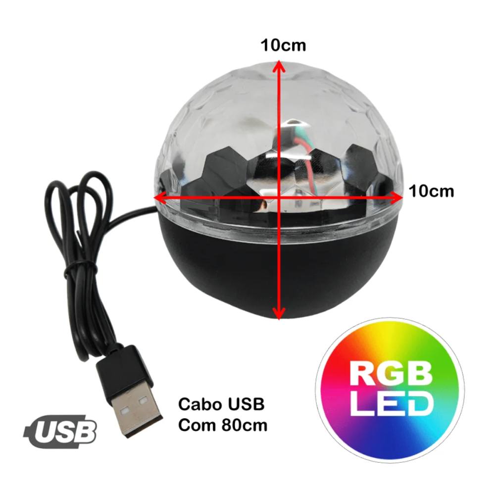 Mini Globo de Luzes LED Festas 5W com FIO conexão USB Eletromex EL-1953