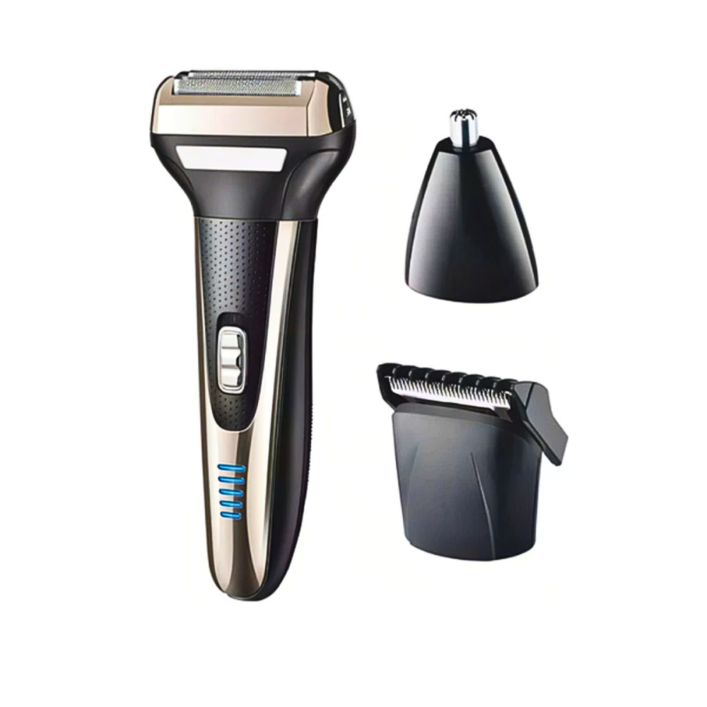 Barbeador Elétrico Profissional 3 em 1 Shaver Aparador de Pelos Recarregável Bivolt Eletromex EL-5103