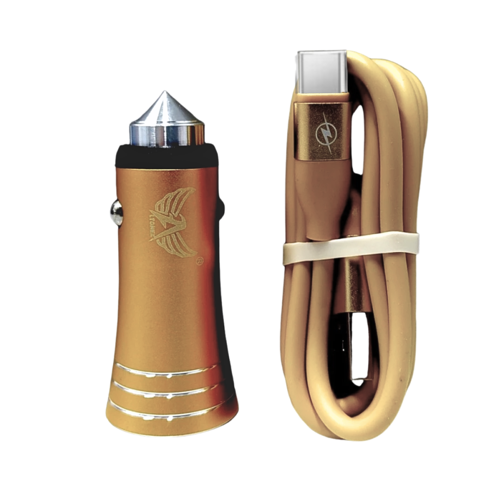 Carregador Veicular 12v TURBO 02 Portas USB Cabo Móvel TIPO-C 4.8A Altomex AL-2106D