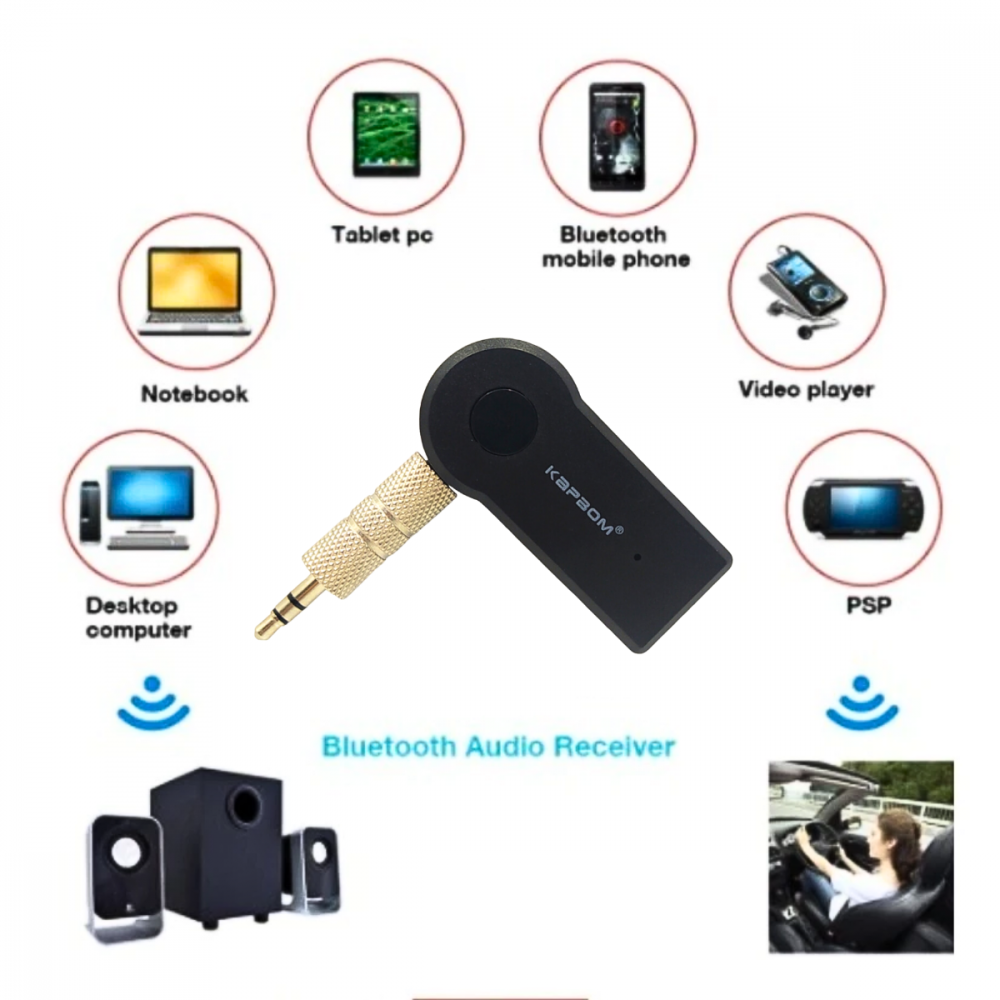 Adaptador Receptor Bluetooth MP3 Som de Carro P2 Auxiliar Kapbom KAP-T38